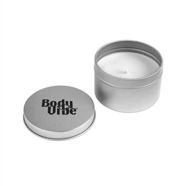 Main Product Image for Custom Printed Silver Round Tin Candle 4 Oz. 