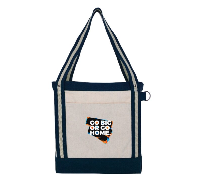 Main Product Image for Full Color V Natural Striped Recycled Cotton Boat Bag