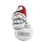 Buy Custom Printed Cast Silver Snowman Ornament