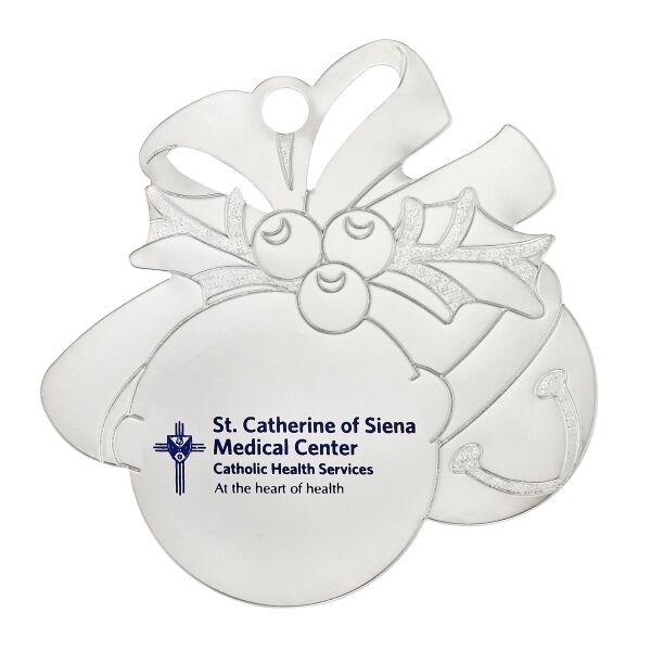 Main Product Image for Custom Printed Silver Jingle Bell Shaped Ornament