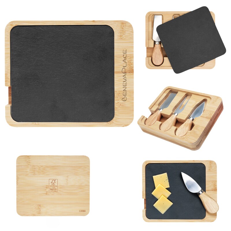 Main Product Image for Laser Engraved Slate & Bamboo Cheese Server Set