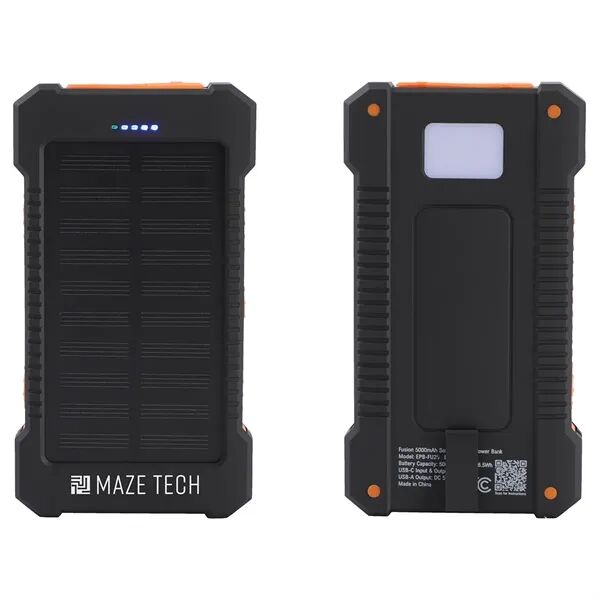Main Product Image for Custom Logo Fusion 5000mAh Solar-Charging Power Bank