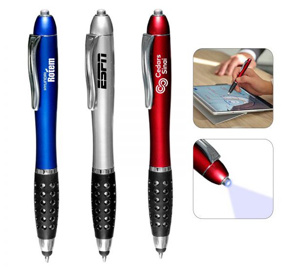 Main Product Image for Custom Logo Gripper Stylus Pen with Led Light