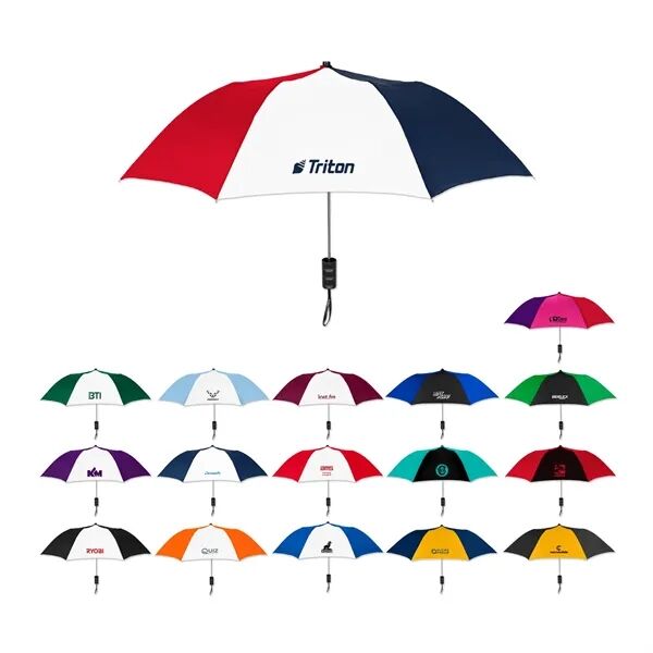 Main Product Image for Custom Logo Elite Compact Folding Umbrella- 2 Color Panels