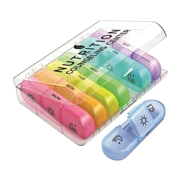 Main Product Image for Custom Printed Clear/Rainbow Travel Pill Container