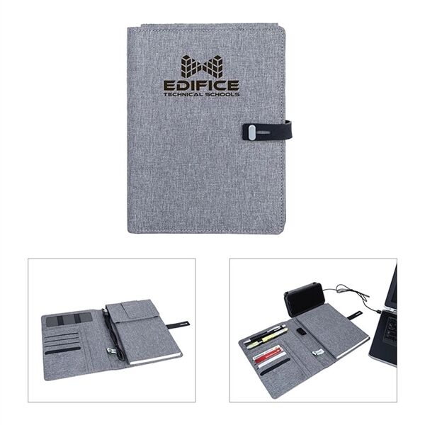 Main Product Image for Custom Logo Binghamton RPET Padfolio w/ Wireless Phone Charger
