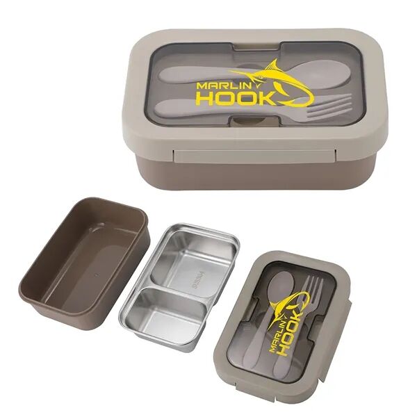 Main Product Image for Custom Logo Bento Stainless Steel/PP Lunch Box With Utensils