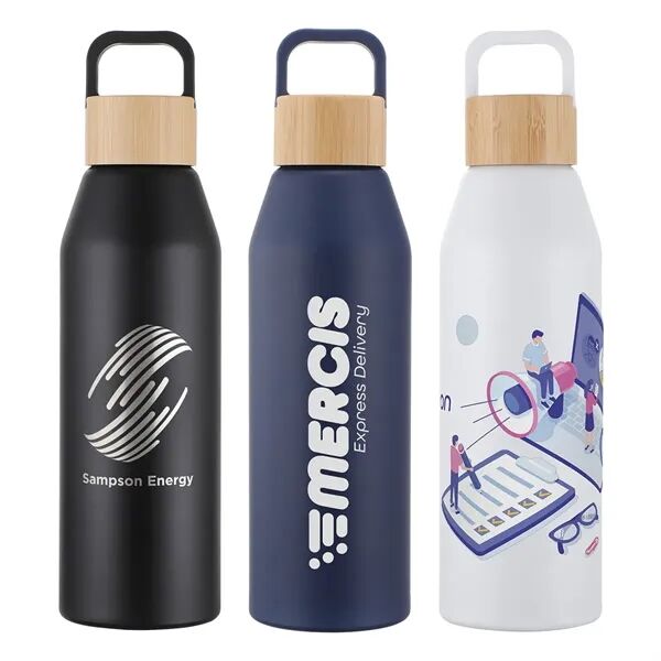 Main Product Image for Custom Logo Clive Recycled Aluminum Bottle with Bamboo Lid 24 Oz