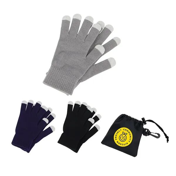 Main Product Image for Custom Logo Easy Swipe Touch-Sensitive Glove W/ Drawstring Pouch