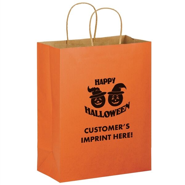 Main Product Image for Branded Halloween Matte Shopper/Orange Pumpkins - Flexo Ink