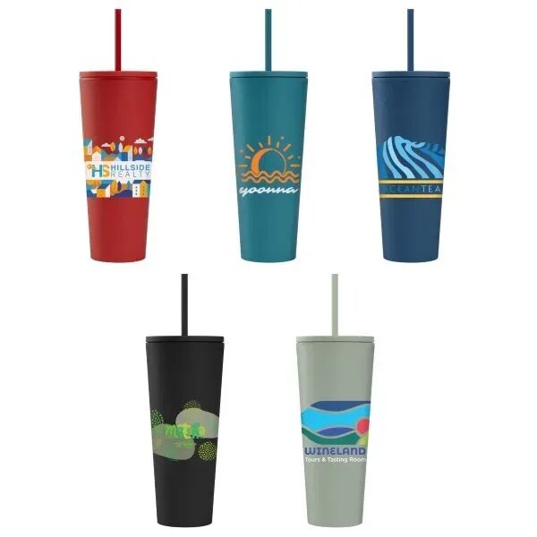 Main Product Image for 24 oz Soft Touch Double Wall Recycled Plastic Tumbler