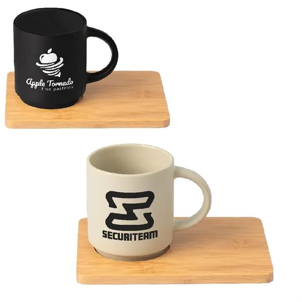 Main Product Image for Cafe Duo - 11 oz. Ceramic Mug & Bamboo Board Set