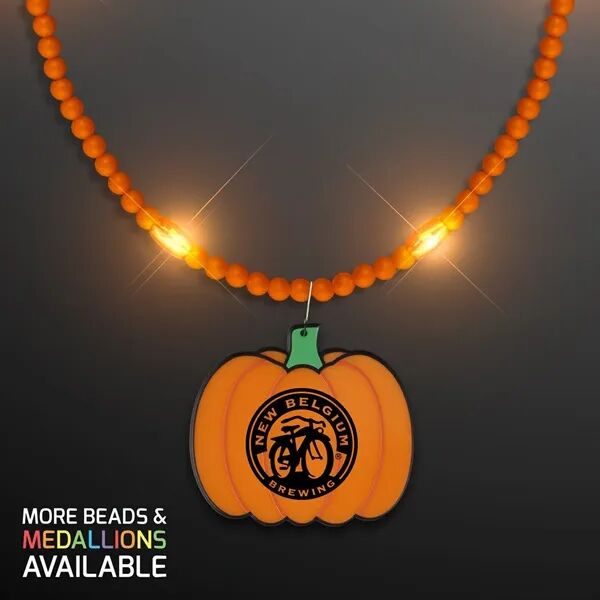 Main Product Image for Custom Printed Still-Light Beads with Pumpkin Medallion