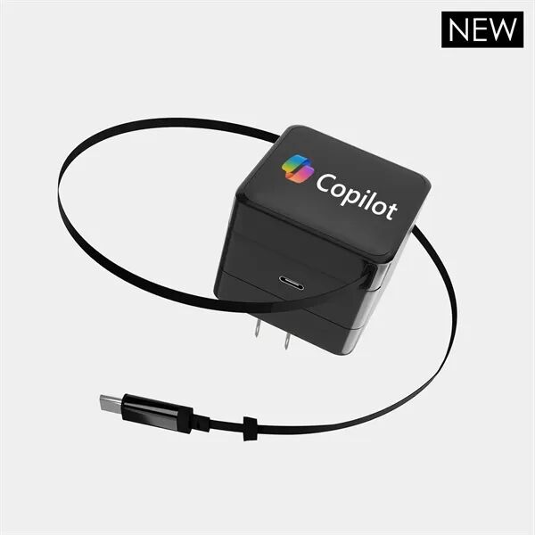 Main Product Image for Branded Blok3.0 30W GAN Compact Wall Charger w/Retractable Cable