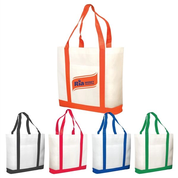 Main Product Image for Custom Printed Tote Bag Non-woven Two-Tone (17.5Wx14Hx3.5D)