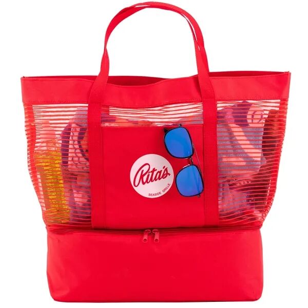 Main Product Image for Promotional 2 in 1 Striped Mesh Beach Bag Cooler