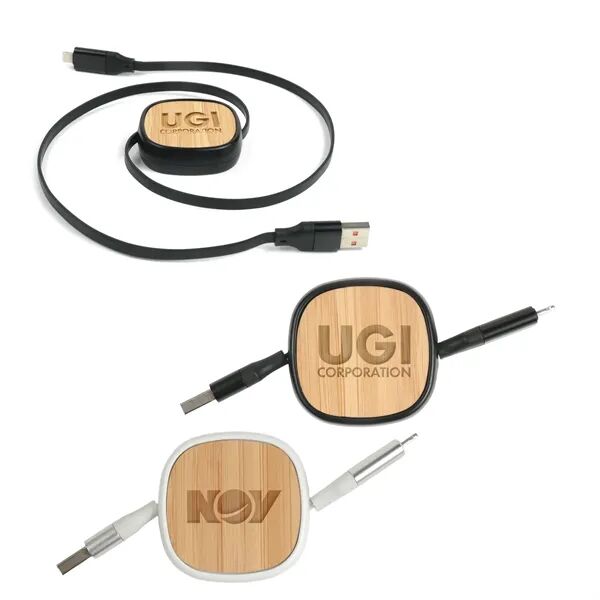 Main Product Image for Laser Engraved BambooRetract 4-in-1 Charging Cable