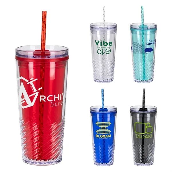 Main Product Image for Custom Printed Clio 2-in-1 Recycled Acrylic Straw Tumbler 20 Oz