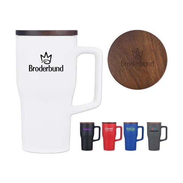 Main Product Image for Custom Ceramic Mug with Wood Lid 18 Oz