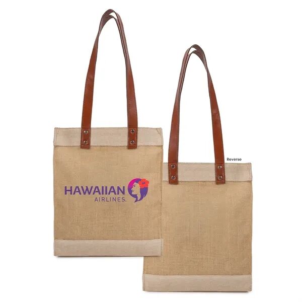 Main Product Image for Custom Logo Premium Weave Golden Jute Tote