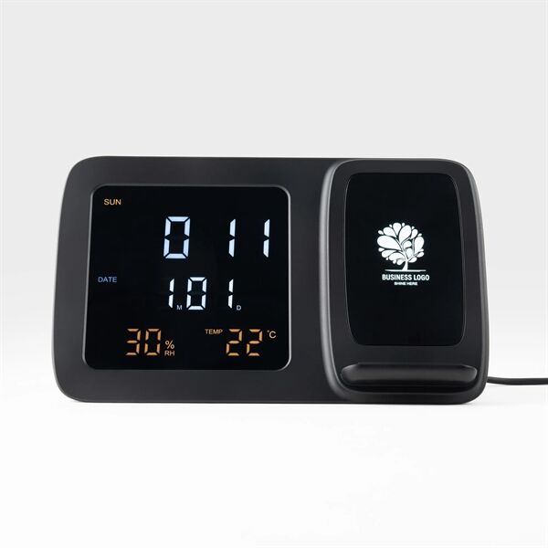 Main Product Image for BrandedObelisk, Wireless Charging Phone Stand with Digital Alarm