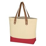 Alison Tote Bag - Natural with Red