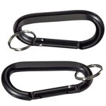 Aluminum Carabiner with Key Ring - Black