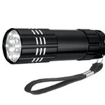 Aluminum LED Flashlight With Strap - Black