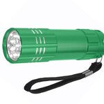 Aluminum LED Flashlight With Strap - Green