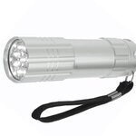 Aluminum LED Flashlight With Strap - Silver
