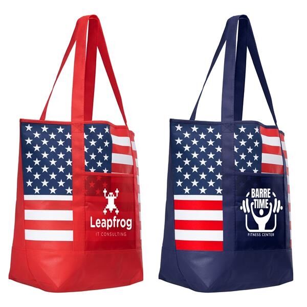 Main Product Image for American Flag Non-Woven Tote Bag w/ 210D Pocket