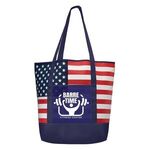 American Flag Non-Woven Tote Bag w/ 210D Pocket -  