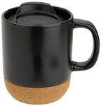 Balsamo 12 oz Ceramic Mug with Cork Base - Medium Black
