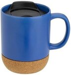 Balsamo 12 oz Ceramic Mug with Cork Base - Medium Blue
