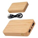 Bamboo 5000mAh Dual Port Power Bank with Wireless Charger - Bamboo