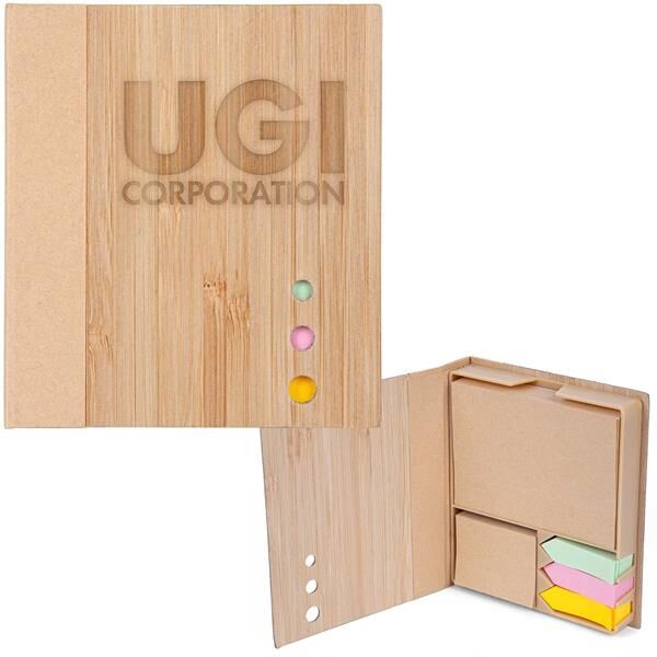 Main Product Image for Custom Printed Bamboo Board Memo Pad & Sticky Note Set