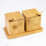 Bamboo Double Dipper Salt Boxes with Spoon 