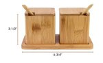 Bamboo Double Dipper Salt Boxes with Spoon & Tray -  