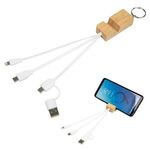 BAMBOO PHONE HOLDER KEYRING WITH CHARGING CABLES - Bamboo