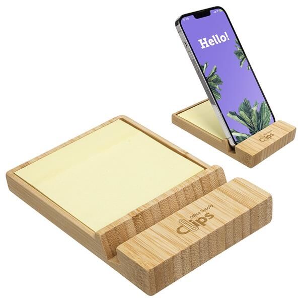 Main Product Image for Bamboo Sticky Note Dispenser with Phone Holder