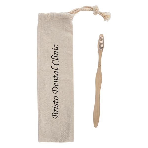 Main Product Image for Custom Printed Bamboo Toothbrush In Cotton Pouch