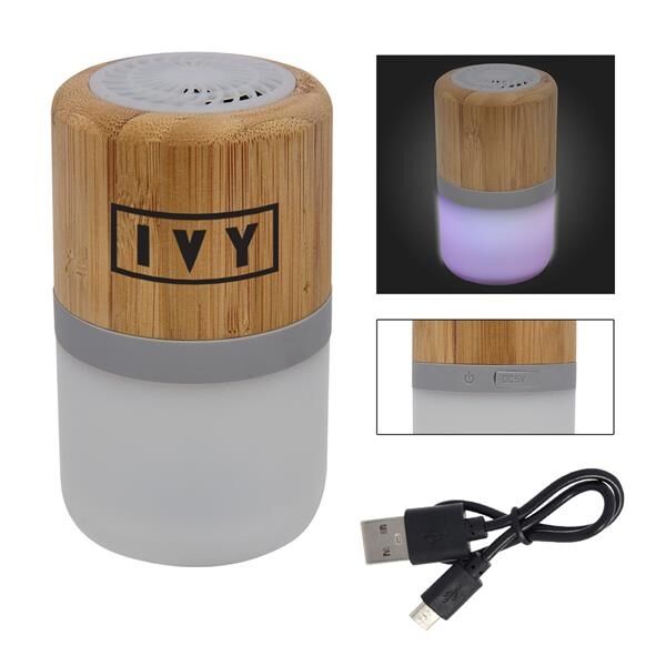 Main Product Image for Custom Printed Bamboo Wireless Light Up Speaker