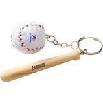 Baseball Bat and Ball Keychain -  