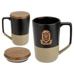 Bellaria 15 oz Ceramic Mug with Wood Lid - Medium Black