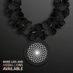 Black Flower Lei Necklace with Medallion (Non-Light Up) -  