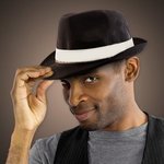 Black Funky Fedora with Imprinted Hat Band - Black