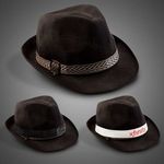 Black Funky Fedora with Imprinted Hat Band -  