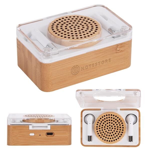 Main Product Image for Block Party Bamboo Speaker & Wireless Earbuds