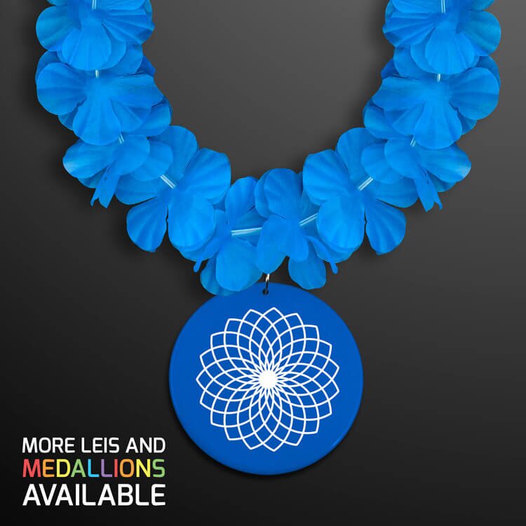 Main Product Image for Blue Flower Lei Necklace with Medallion (Non-Light Up)