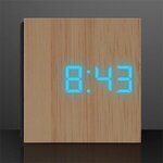 Blue LED Cube Alarm Clock With USB - Blue
